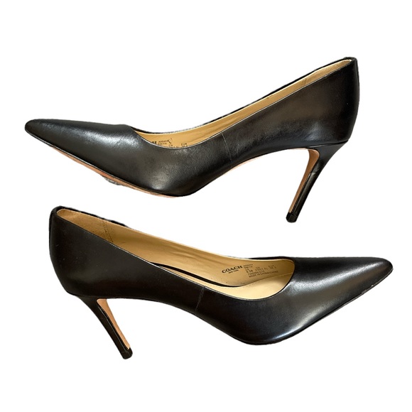 Coach Shoes - COACH [BLACK LEATHER POINTED TOE HIGH HEEL SHOES] || SIZE 6.5 ||